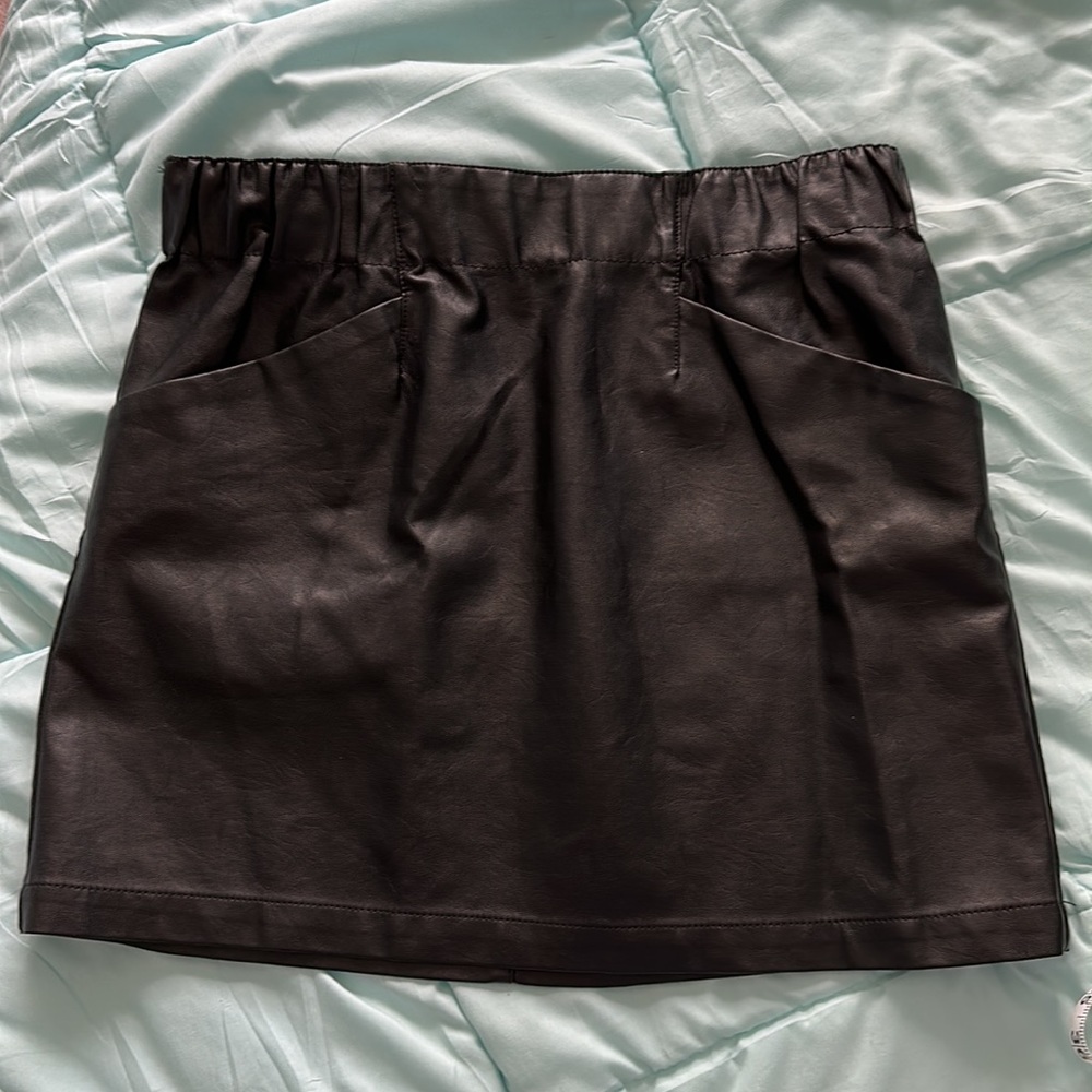 Black Faux Leather Mini Skirt
